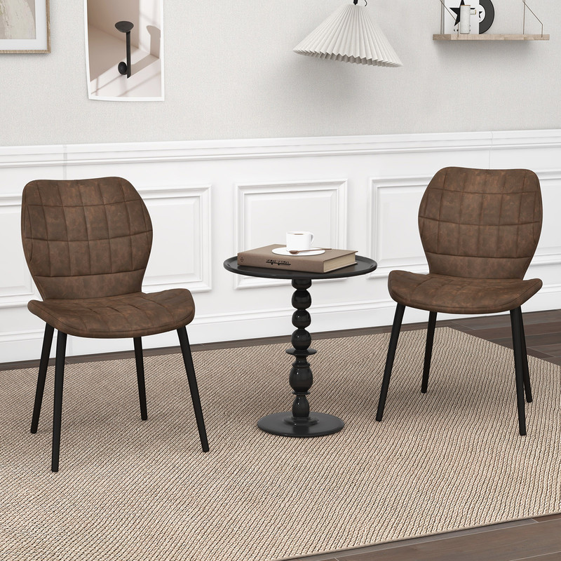 Set Of 2 Dining Chairs With Padded Back Modern Metal Leg Chairs With Adjustable Foot Pads 0