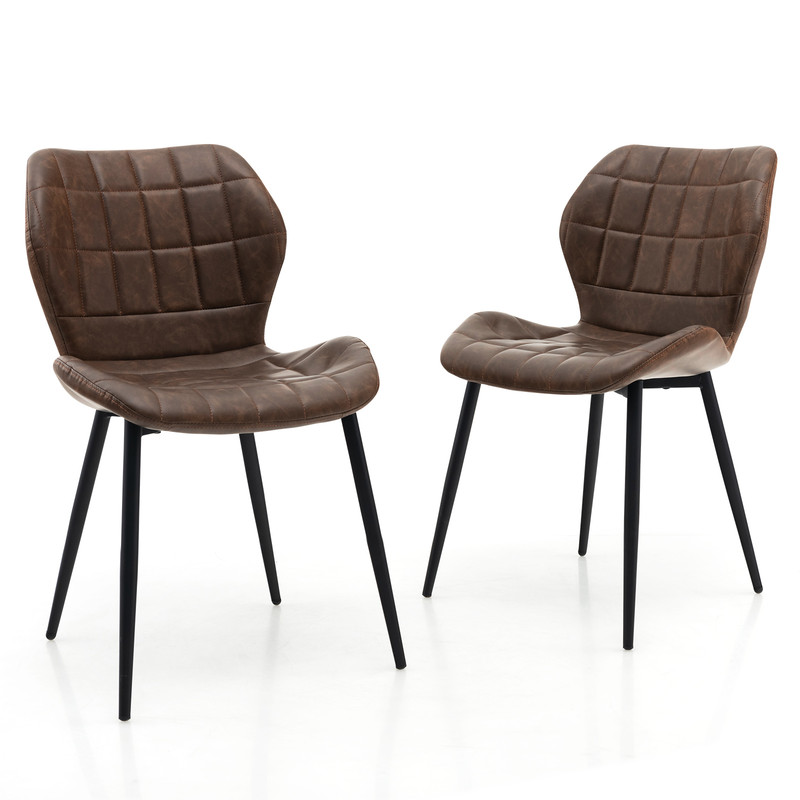 Set Of 2 Dining Chairs With Padded Back Modern Metal Leg Chairs With Adjustable Foot Pads 6