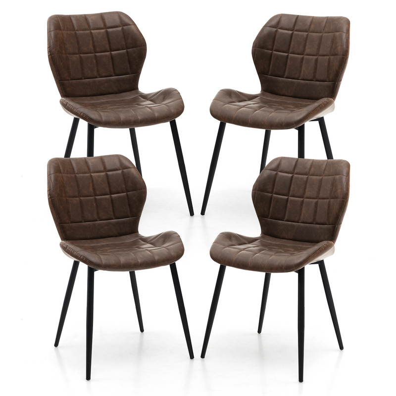 Set Of 2 Dining Chairs With Padded Back Modern Metal Leg Chairs With Adjustable Foot Pads 5