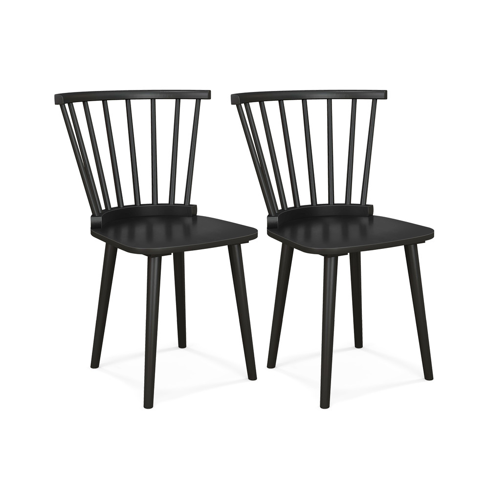 Rubber Wood Kitchen Chairs Set Of 2 Windsor Dining Chairs With Spindle Back Ergonomic Design 7
