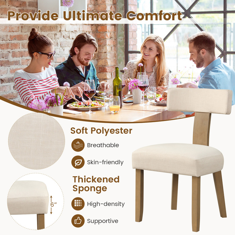 Modern Dining Chairs Set Of 2 Padded Seat Curved Backrest For Ergonomic Support Sturdy Rubber Woo 4