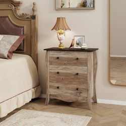 3-drawer dresser for bedroom, foldable fabric storage with anti-tipping kit & farmhouse design