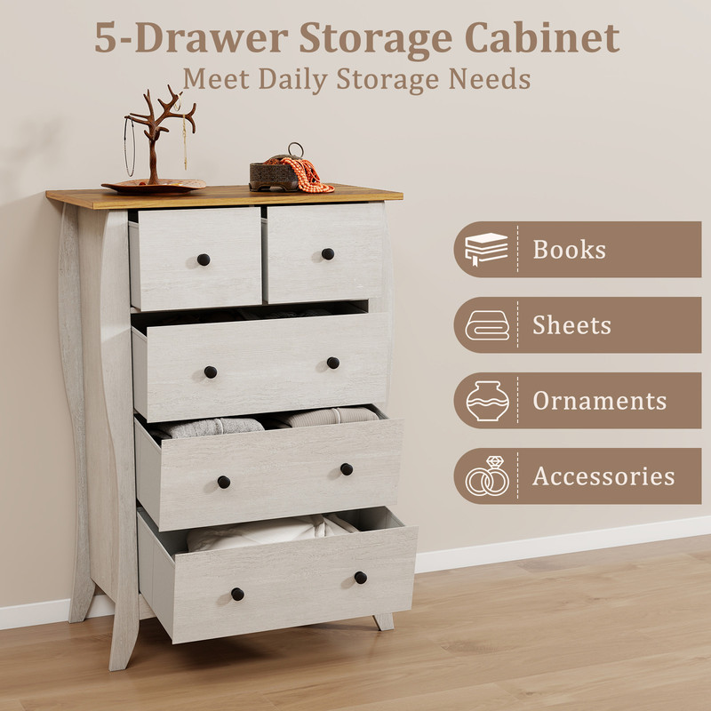5Drawer Fabric Closet Organizer Foldable Storage With AntiTipping Safety Kit 5