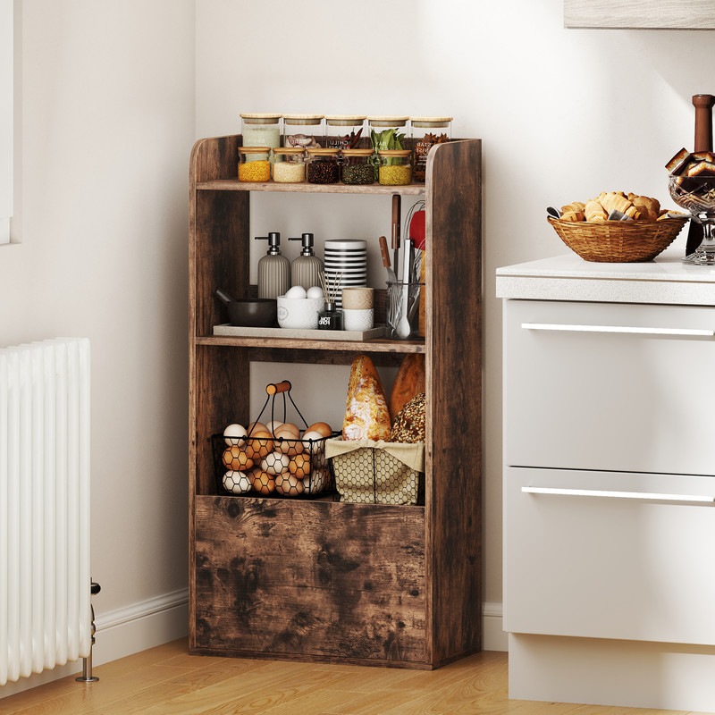 3Tier Freestanding Bookshelf With Open Shelf PullOut Drawer Sturdy Storage For Home Office 2