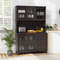 Stylish Kitchen Hutch With Builtin LED Lights  Charging Station Spacious Pantry Storage Cabinet 0