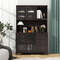 Stylish Kitchen Hutch With Builtin LED Lights  Charging Station Spacious Pantry Storage Cabinet 1
