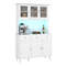 77Inch Kitchen Pantry Storage Cabinet With LED Lights  Power Outlets Modern Buffet Hutch For Organi 1