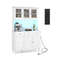 77Inch Kitchen Pantry Storage Cabinet With LED Lights  Power Outlets Modern Buffet Hutch For Organi 7