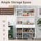 77Inch Kitchen Pantry Storage Cabinet With LED Lights  Power Outlets Modern Buffet Hutch For Organi 3