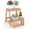 Solid Fir Wood 2Step Stool Foldable Step Ladder Plant Display Shelf For Small Spaces 6