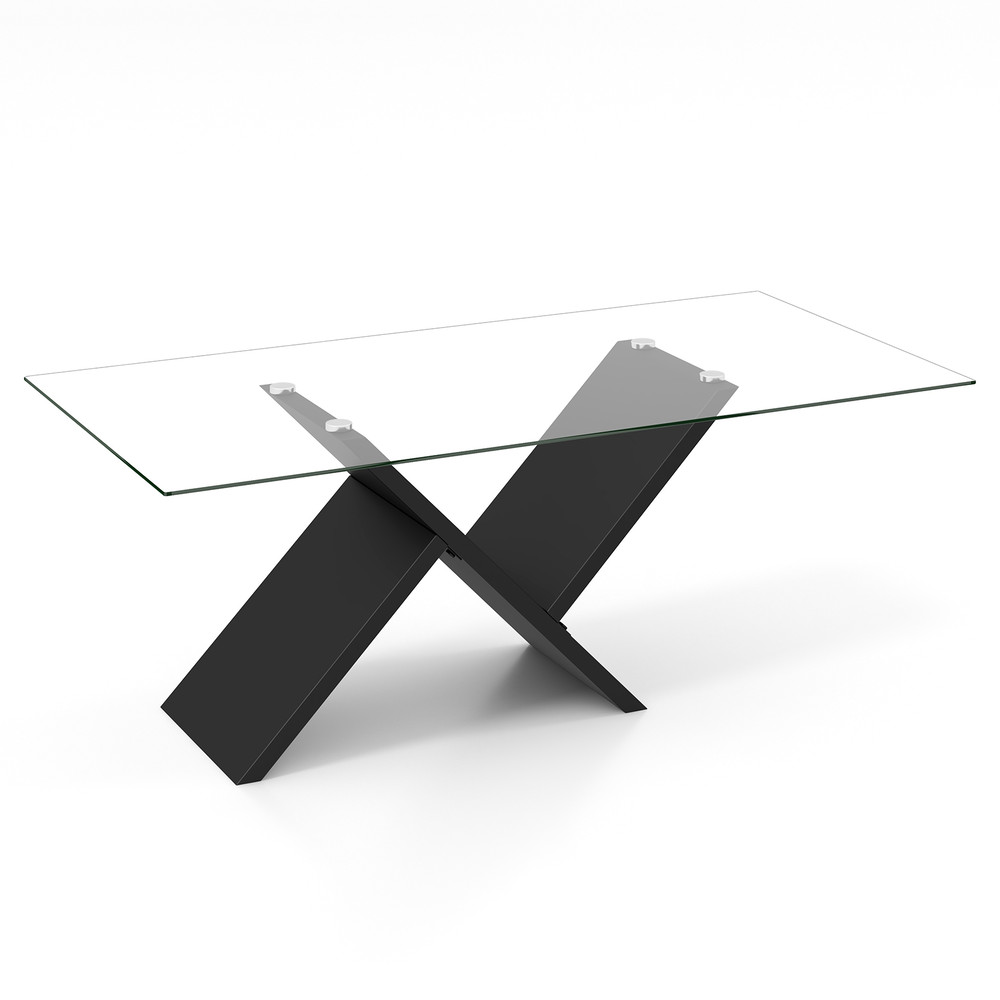 47Inch Rectangle Glass Coffee Table Modern Center Table With Tempered Glass Tabletop 7