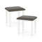 Faux Leather Vanity Stool Chair Set of 2 for Makeup Room and Living Room Gray & White Acacia Wood Stools