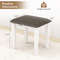 Faux Leather Vanity Stool Chair Set of 2 for Makeup Room and Living Room Gray & White Acacia Wood Stools