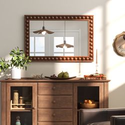 24 x 36 inches rustic wall mirror with solid wood frame perfect for living room & bedroom decor