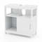 White Pedestal Sink Storage Cabinet with 2 Sliding Doors & U-Shaped Cut Out Space Saving Bathroom Organizer
