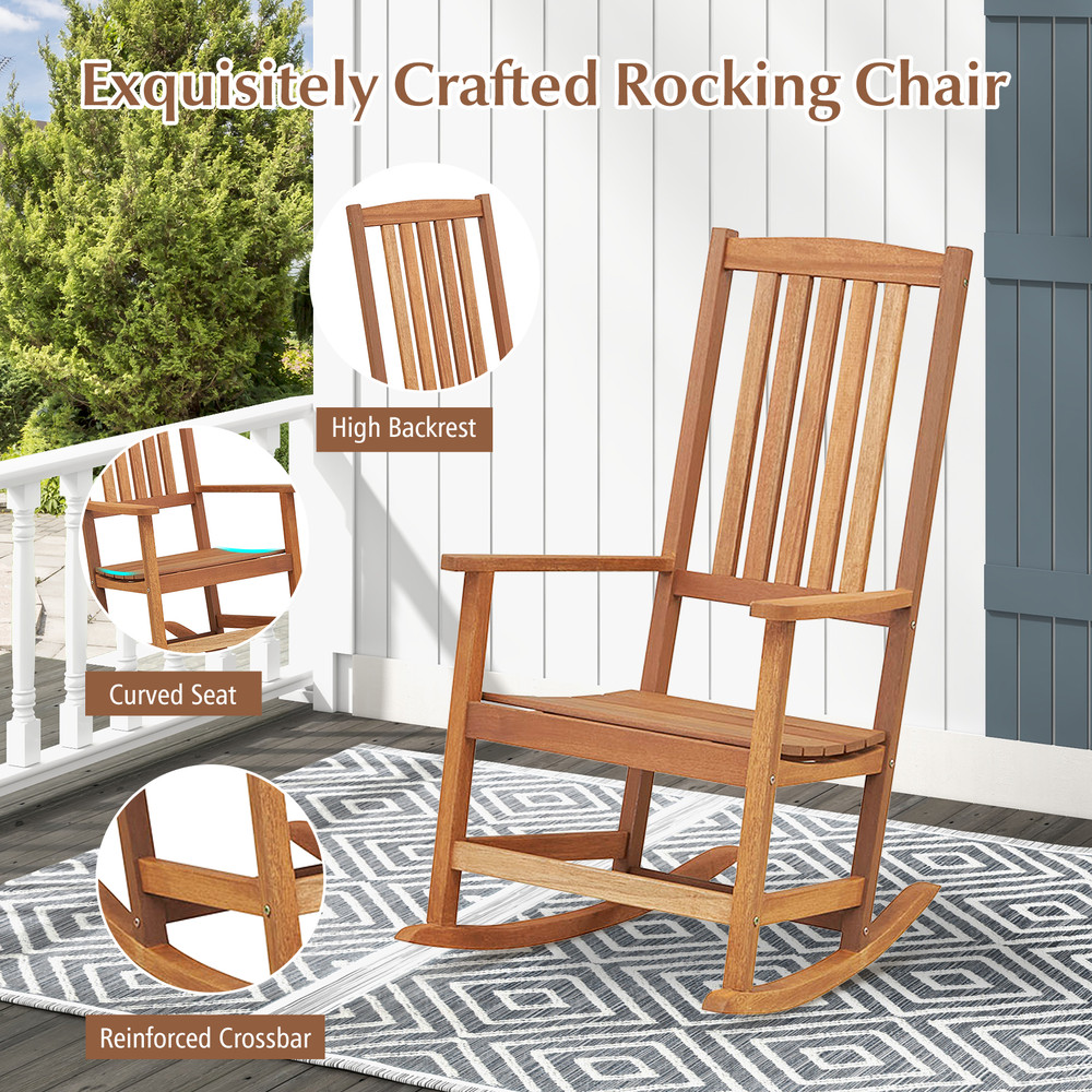 Patio Rocking Chair – Ergonomic High-Back Outdoor Rocker with Smooth Rocking Base for Ultimate Relaxation