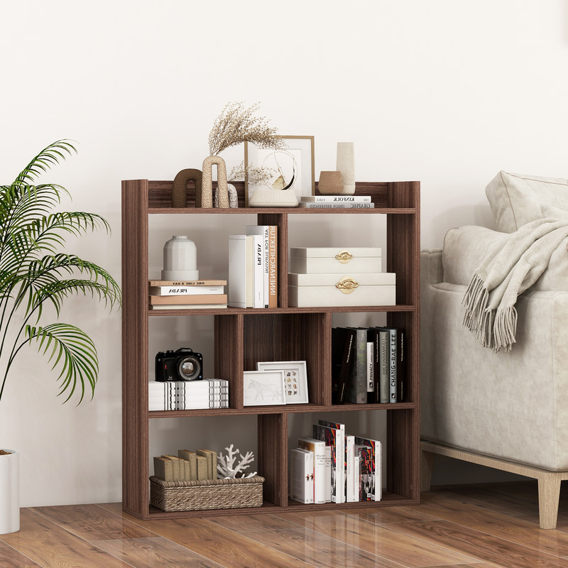 7 Cubes Open-Back Bookshelf with Anti-Toppling Devices – Sturdy & Spacious Storage Organizer