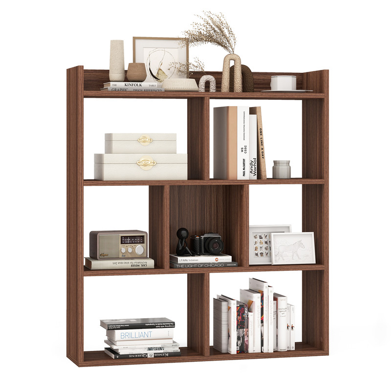 7 Cubes Open-Back Bookshelf with Anti-Toppling Devices – Sturdy & Spacious Storage Organizer
