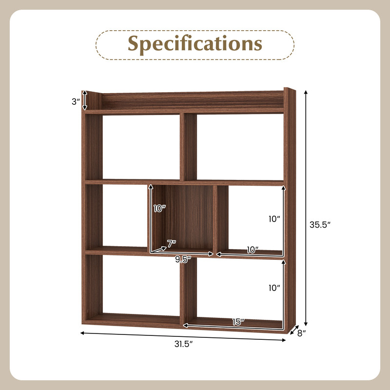 7 Cubes Open-Back Bookshelf with Anti-Toppling Devices – Sturdy & Spacious Storage Organizer