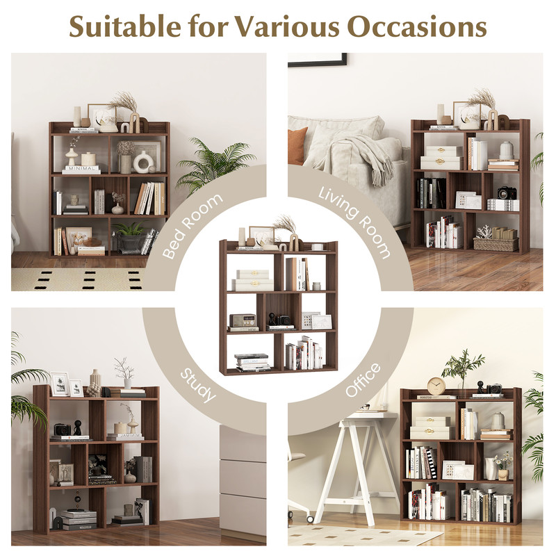 7 Cubes Open-Back Bookshelf with Anti-Toppling Devices – Sturdy & Spacious Storage Organizer