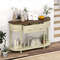 Retro Curved Console Table with Drawers & Solid Wood Legs – Vintage Entryway Sofa Table for Living Room & Hallway