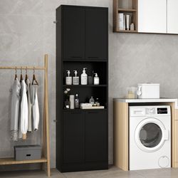 75 inch kitchen pantry cabinet – tall cupboard with doors & shelves for organized storage