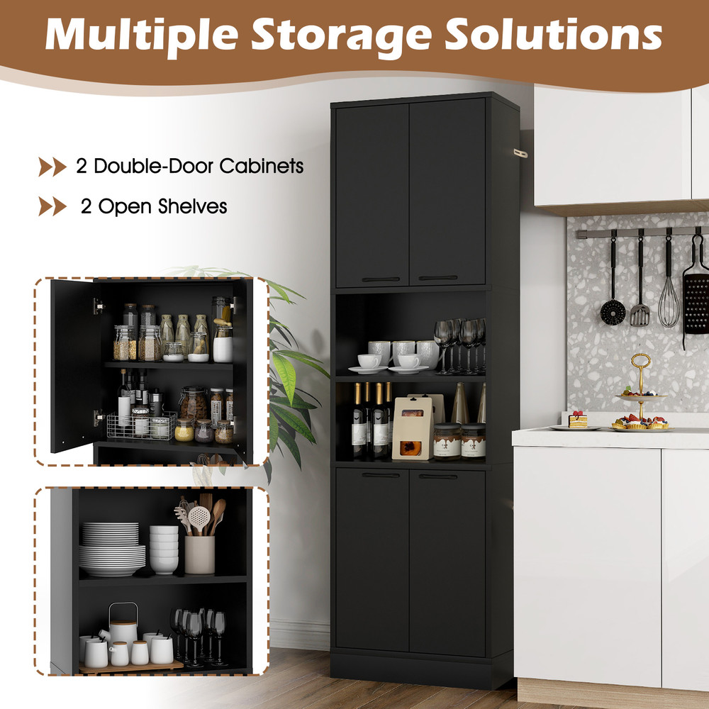 75 Inch Kitchen Pantry Cabinet – Tall Cupboard with Doors & Shelves for Organized Storage