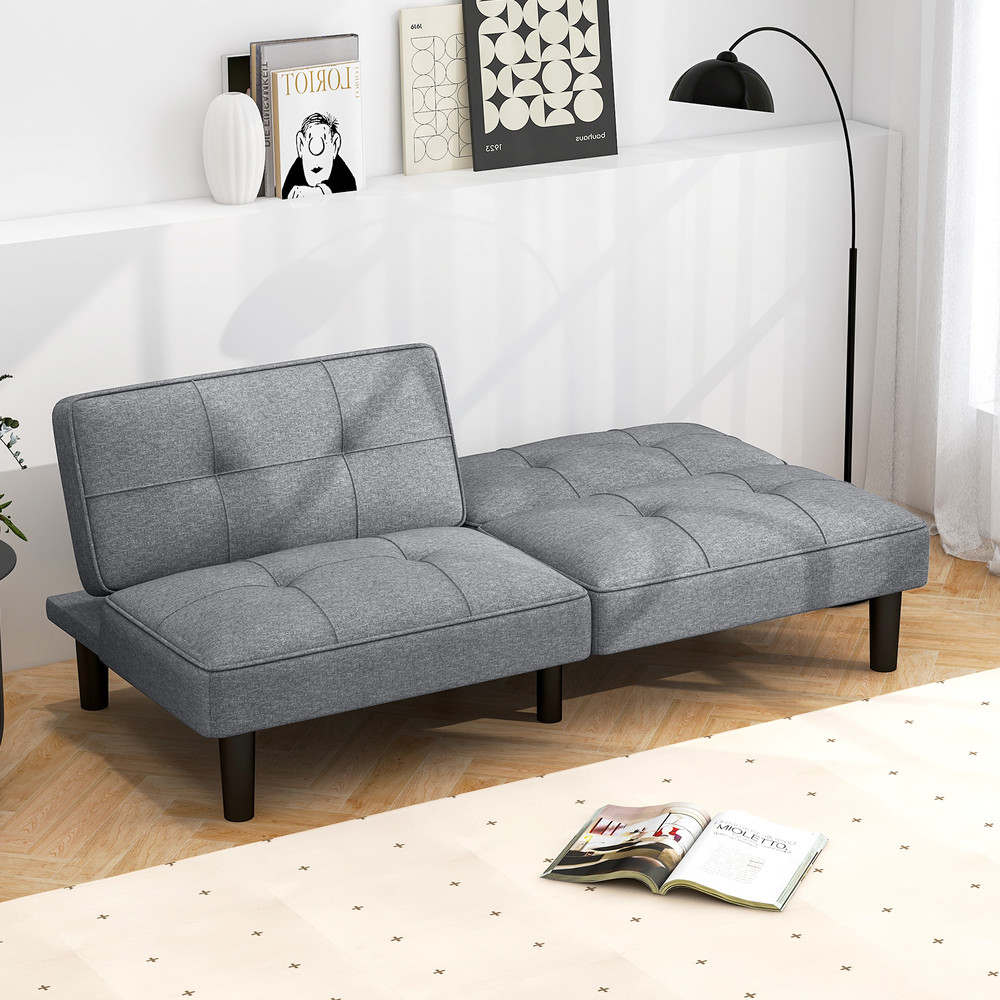 Convertible Folding Futon Sofa Bed with 6-Position Adjustable Backrest – Space-Saving Sleeper Couch for Small Spaces