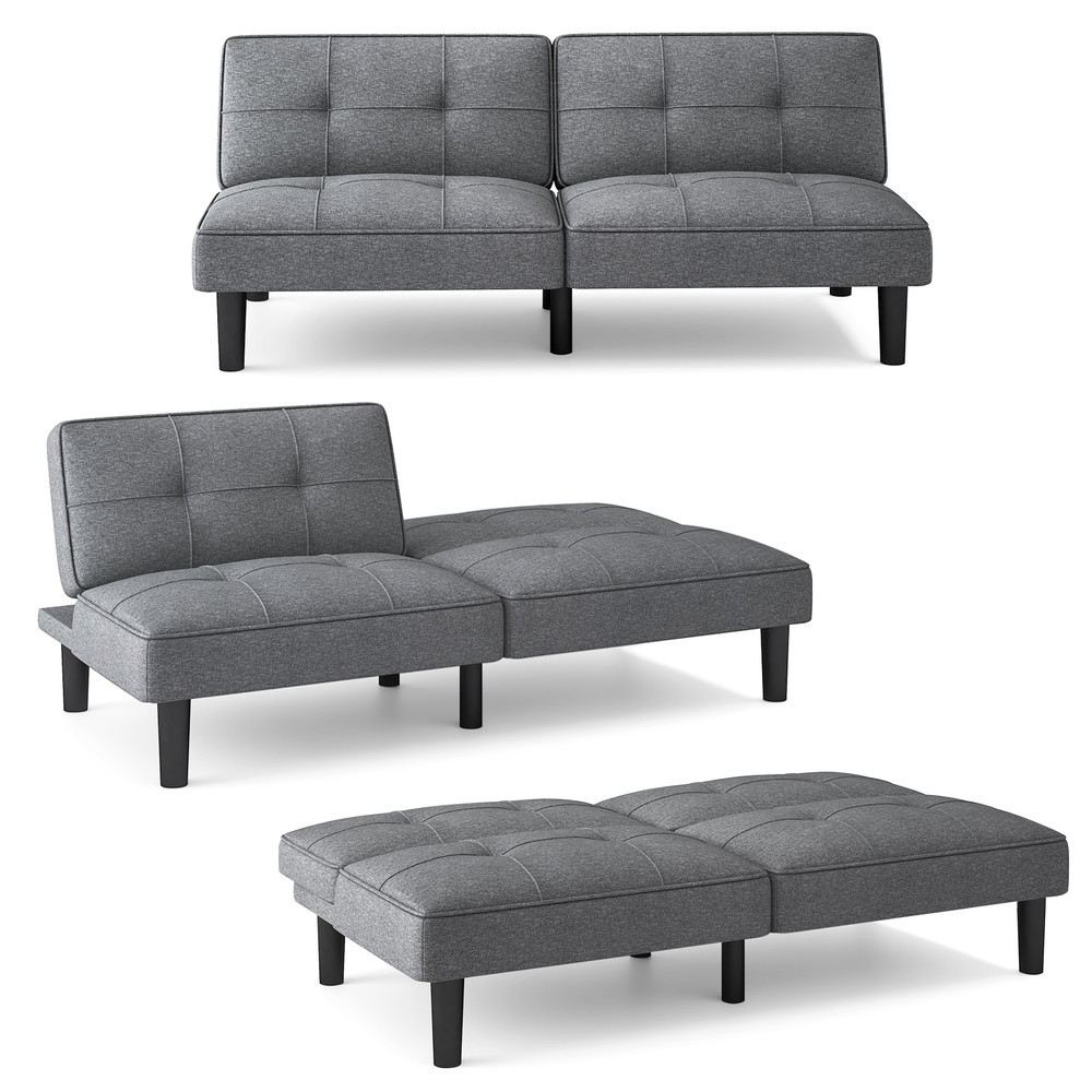 Convertible Folding Futon Sofa Bed with 6-Position Adjustable Backrest – Space-Saving Sleeper Couch for Small Spaces