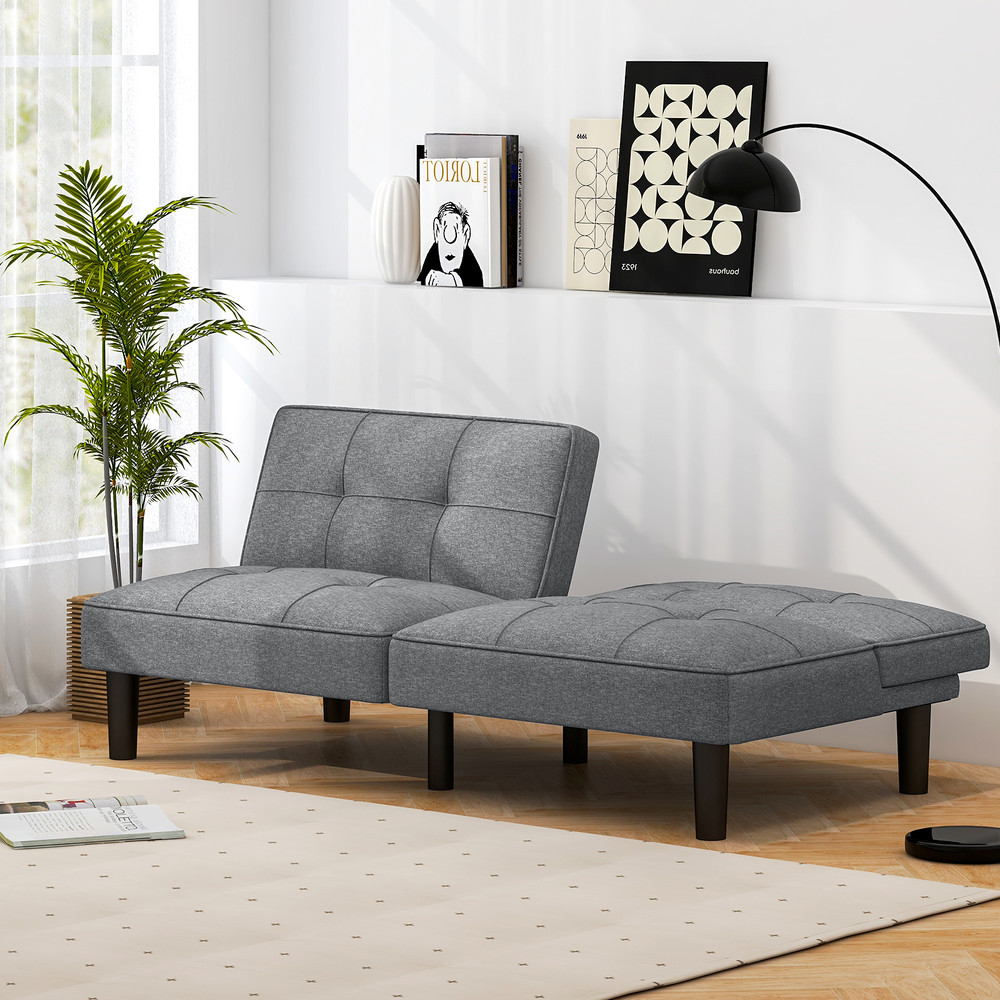 Convertible Folding Futon Sofa Bed with 6-Position Adjustable Backrest – Space-Saving Sleeper Couch for Small Spaces