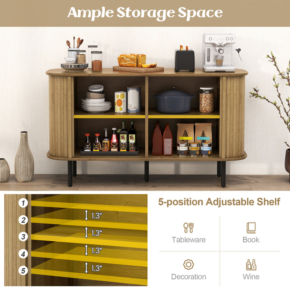 47 Inch Sideboard Buffet Cabinet with Adjustable Shelves – Kitchen, Dining & Living Room Storage