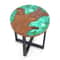 Solid Teak Wood Outdoor End Table,Epoxy Resin Tabletop,Cross Leg Design,Weather Resistant for Poolside,Porch &Indoor use