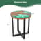Solid Teak Wood Outdoor End Table,Epoxy Resin Tabletop,Cross Leg Design,Weather Resistant for Poolside,Porch &Indoor use