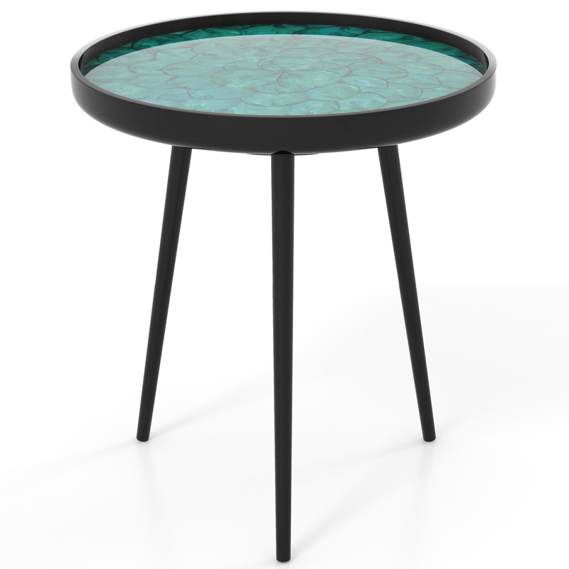 Unique Sea Shell End Table, Mid Century Modern Design, Waterproof Epoxy Finish, 100 lbs Capacity,Perfect for Small Space