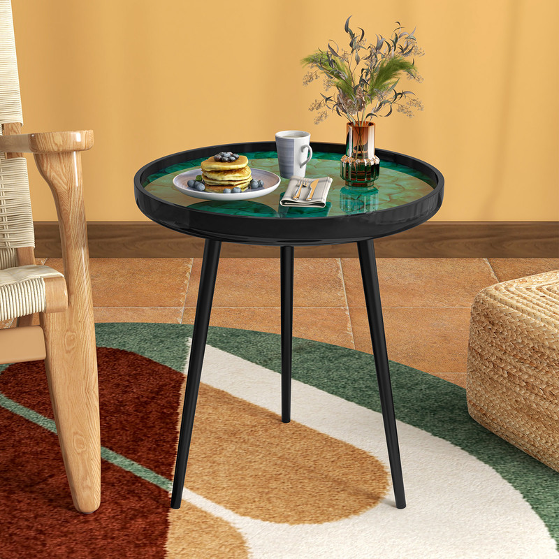 Unique Sea Shell End Table, Mid Century Modern Design, Waterproof Epoxy Finish, 100 lbs Capacity,Perfect for Small Space