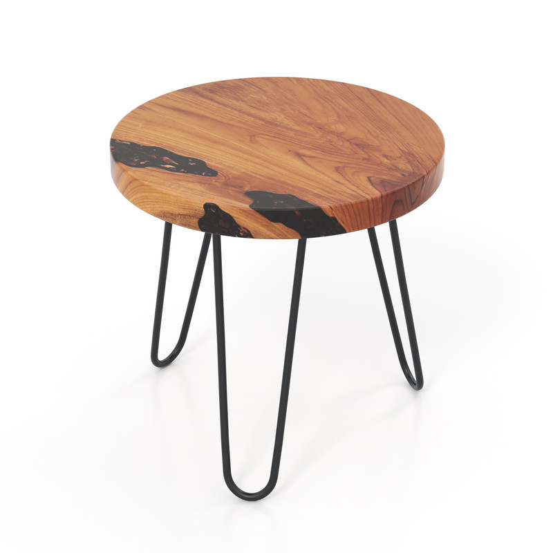 Solid Teak Wood Outdoor Side Table,20 Round Live Edge Design, Weather Resistant for Poolside,Garden & Indoor Use