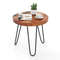 Solid Teak Wood Outdoor Side Table,20 Round Live Edge Design, Weather Resistant for Poolside,Garden & Indoor Use