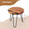 Solid Teak Wood Outdoor Side Table,20 Round Live Edge Design, Weather Resistant for Poolside,Garden & Indoor Use