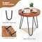 Solid Teak Wood Outdoor Side Table,20 Round Live Edge Design, Weather Resistant for Poolside,Garden & Indoor Use