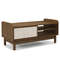 Modern Coffee Table with Storage, Woven Sliding Doors, Mid Century Design, Multi Functional Center Table for Small Space