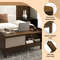 Modern Coffee Table with Storage, Woven Sliding Doors, Mid Century Design, Multi Functional Center Table for Small Space