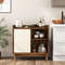 Rattan Storage Cabinet,Mid Century Sideboard with Sliding Doors,5 Position Adjustable Shelves, Anti Tip Design for small