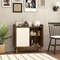 Rattan Storage Cabinet,Mid Century Sideboard with Sliding Doors,5 Position Adjustable Shelves, Anti Tip Design for small