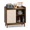 Rattan Storage Cabinet,Mid Century Sideboard with Sliding Doors,5 Position Adjustable Shelves, Anti Tip Design for small