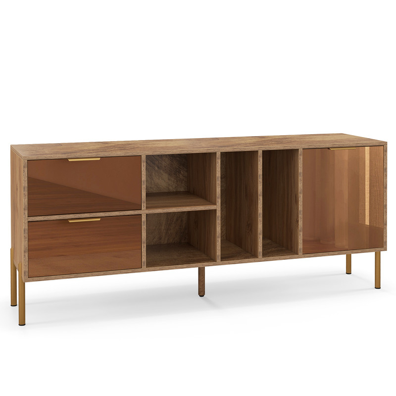 Modern Mirrored Sideboard, 59 Storage Cabinet with Drawers, Anti Tip Design,Waterproof Surface for Kitchen & Living Room