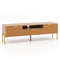 TV Stand with Mirrored Design, Rustic Faux Wood Tabletop,Pull Out Drawer & Open Shelf for Living Room Organization