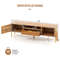 TV Stand with Mirrored Design, Rustic Faux Wood Tabletop,Pull Out Drawer & Open Shelf for Living Room Organization