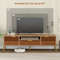 TV Stand with Mirrored Design, Rustic Faux Wood Tabletop,Pull Out Drawer & Open Shelf for Living Room Organization
