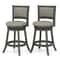 Modern Swivel Bar Stools Set of 2, Gray Linen Upholstery, Rubber Wood Frame, Adjustable Height for Counter & Bar