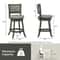 Modern Swivel Bar Stools Set of 2, Gray Linen Upholstery, Rubber Wood Frame, Adjustable Height for Counter & Bar